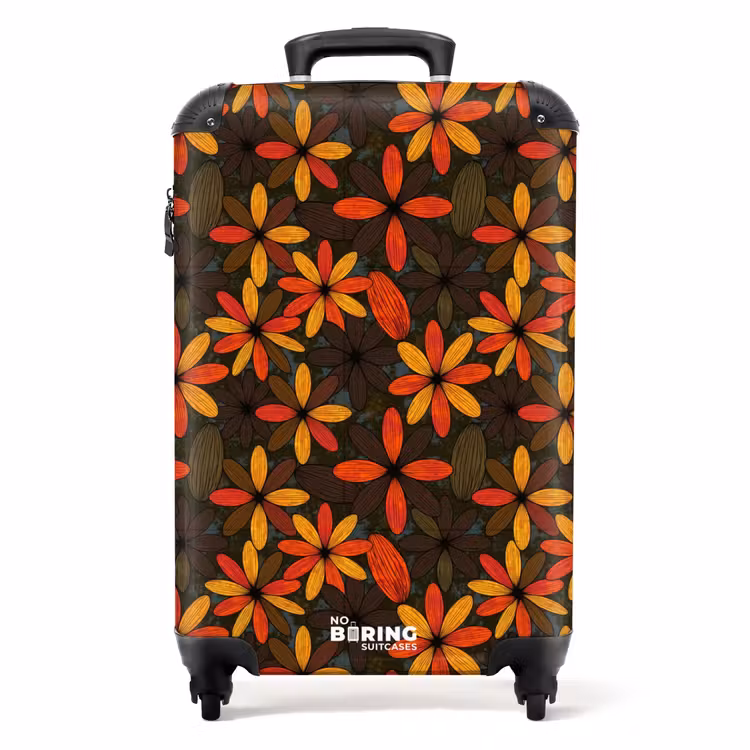 Suitcase - Orange - Retro - Flowers - Fall — 1