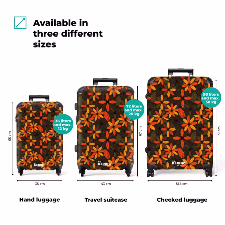 Suitcase - Orange - Retro - Flowers - Fall — 3
