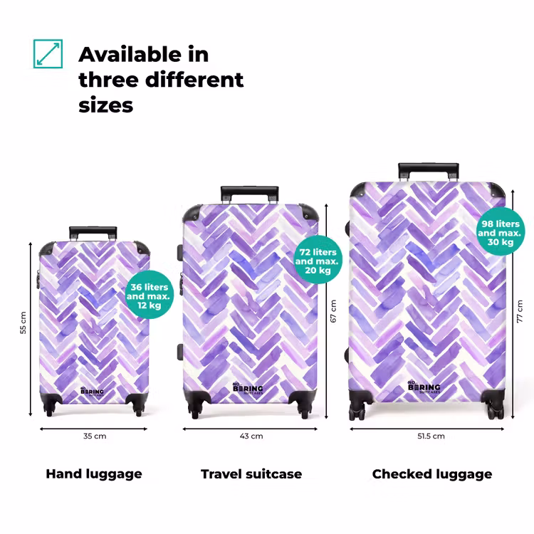 Suitcase - Purple - Herringbone - Watercolor - Brushstrokes - Pattern — 1