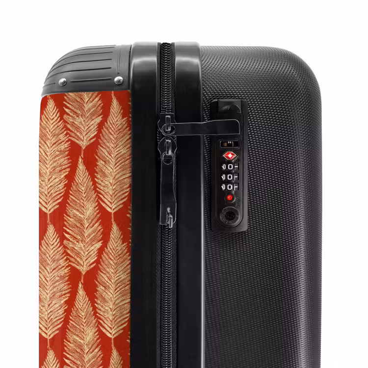 Suitcase - Red - Botanical - Fern - Pattern — 6