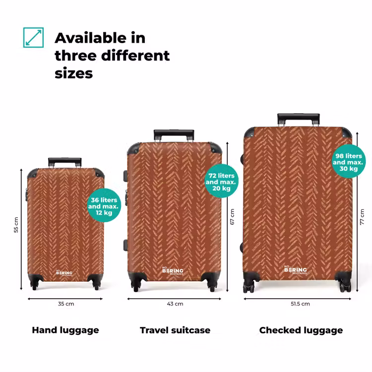 Suitcase - Terracotta - Herringbone - Handcrafted - Pattern — 3