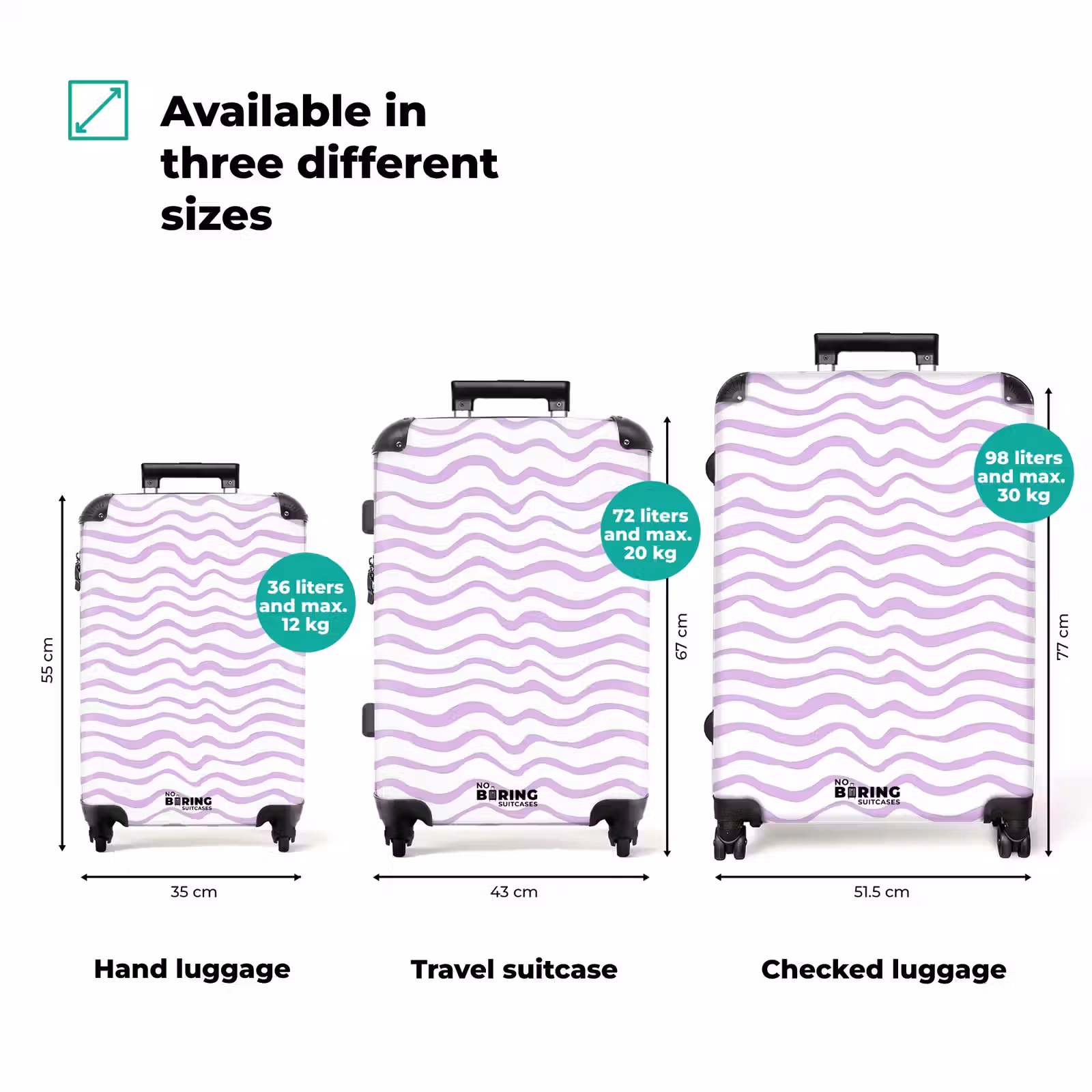 Suitcase - Lila - Geometric - Waves - Lines - Pattern — 1