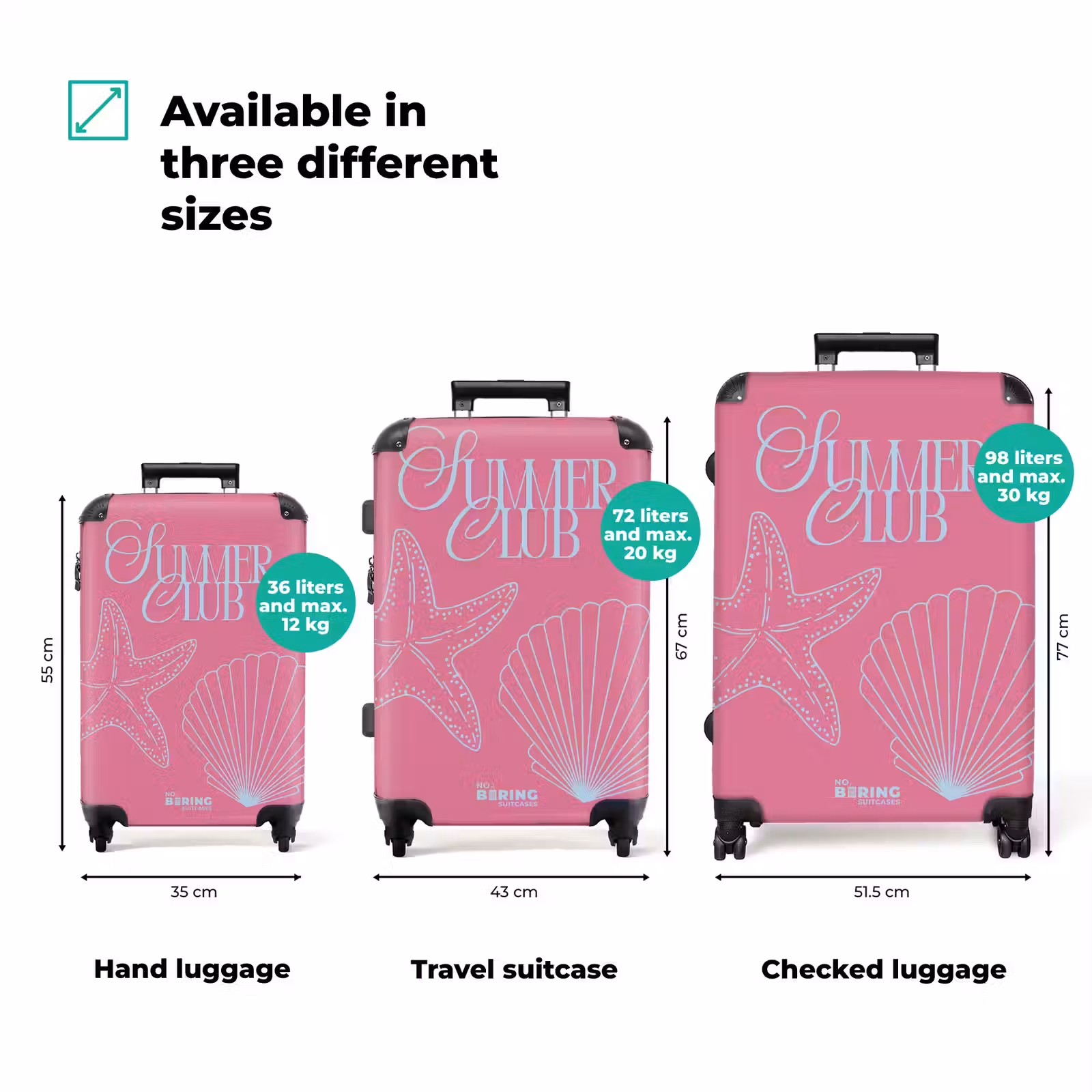 Suitcase - Pink - Shells - Blue — 1