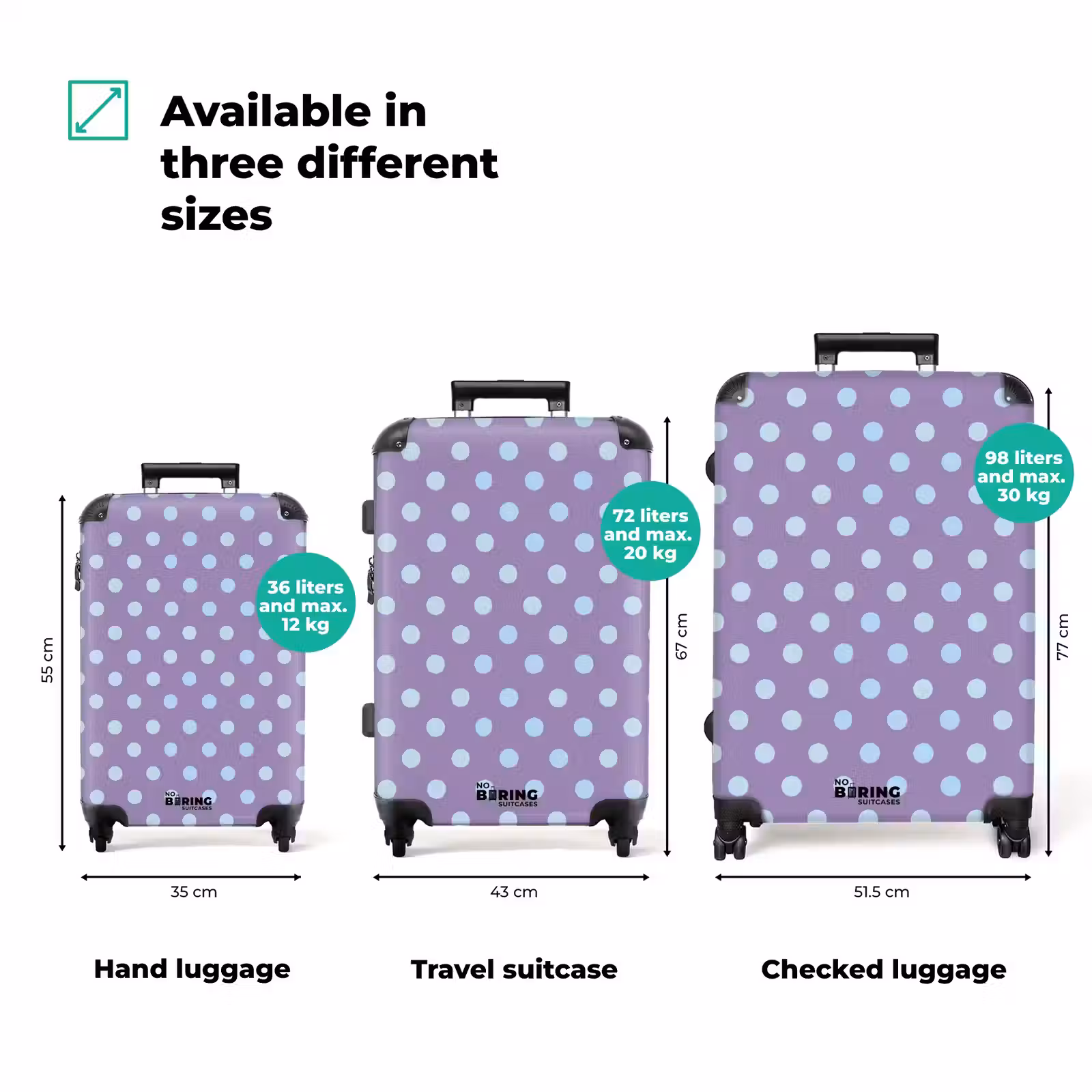 Suitcase - Purple - Blue - Geometric - Dots - Polka Dots - Pattern — 1