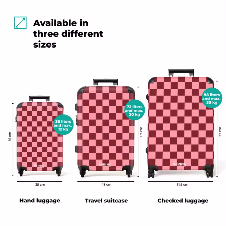 Suitcase - Chessboard Pattern - Red - Pink — 1