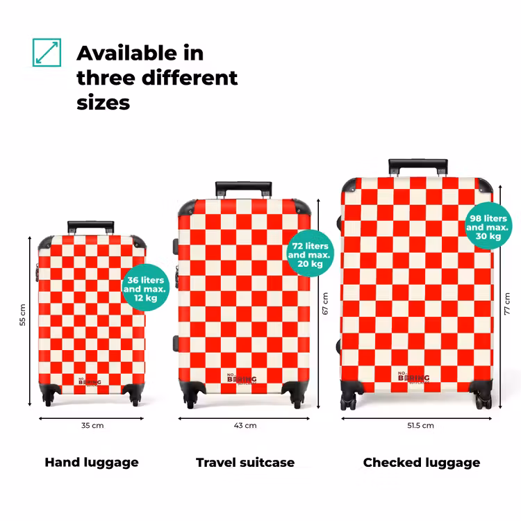 Suitcase - Chessboard Pattern - Red - White — 1