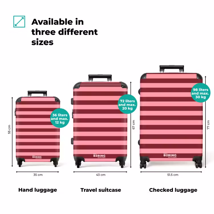 Suitcase - Horizontal Stripes - Red - Pink — 1