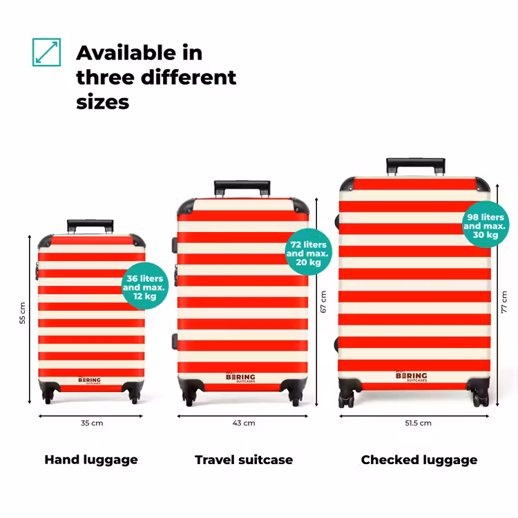 Suitcase - Horizontal Stripes - Red - White — 1
