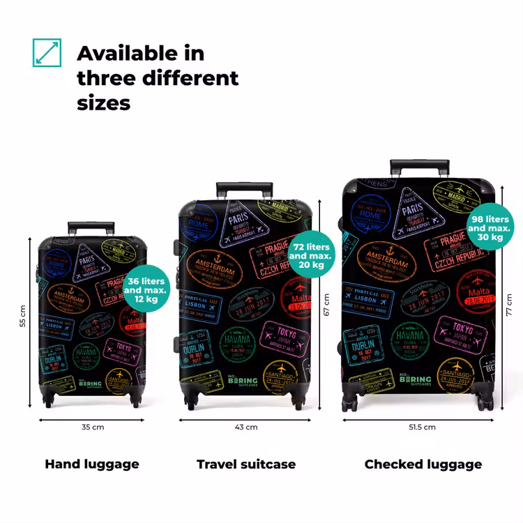 Suitcase - Passport Stamps - Colorful - Black — 3