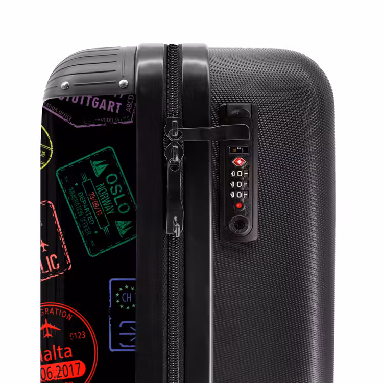 Suitcase - Passport Stamps - Colorful - Black — 6