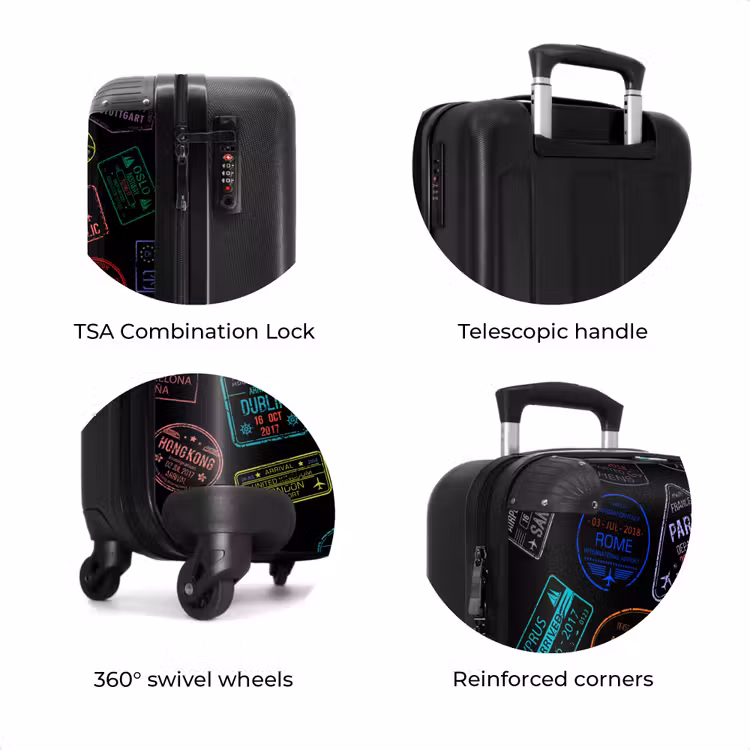 Suitcase - Passport Stamps - Colorful - Black — 8