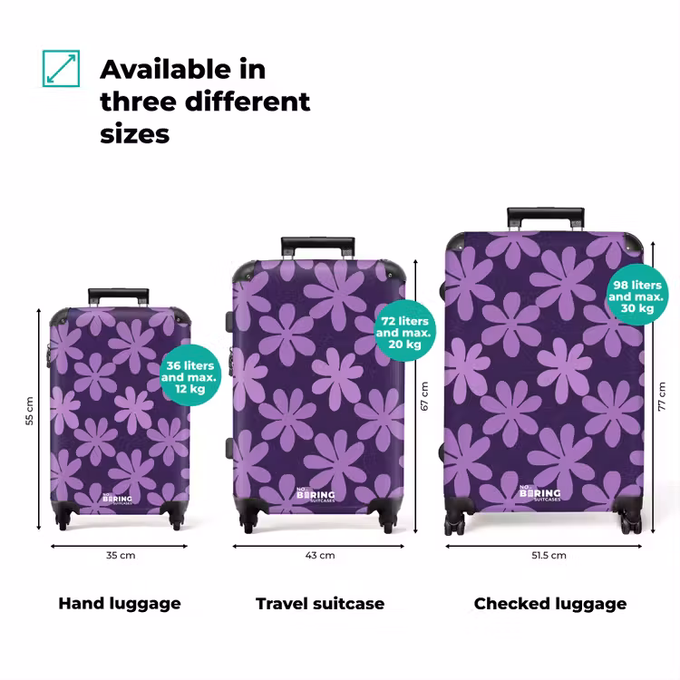 Suitcase - Purple - Botanical - Flowers - Retro - Pattern — 1