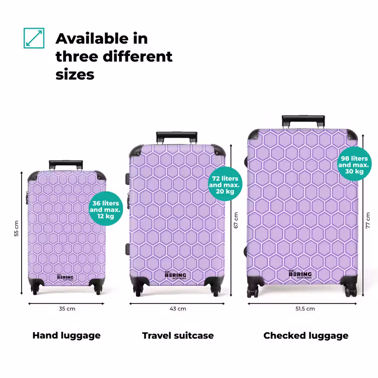 Suitcase - Purple - Geometric - Honeycomb - Pattern — 1