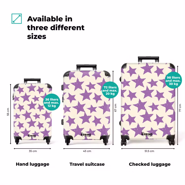 Suitcase - Purple - Geometric - Stars - Stamp - Pattern — 1
