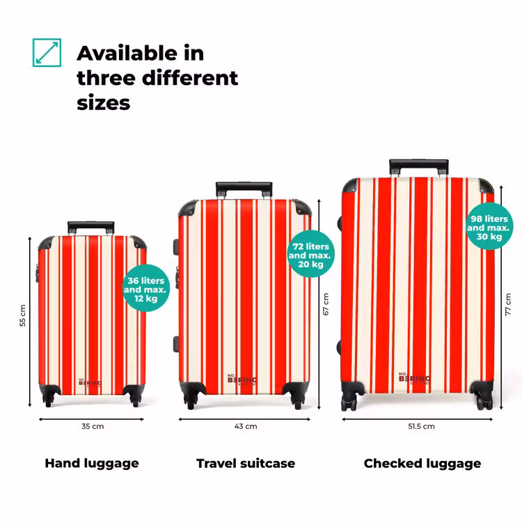 Suitcase - Vertical Stripes - Red - White — 1