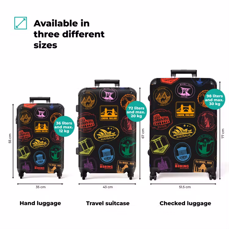 Suitcase - World Landmarks - Colorful - Stamps — 3