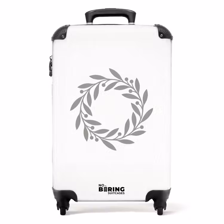 Suitcase - Wreath - Leaves - Nature - Minimalist - Gray — 1
