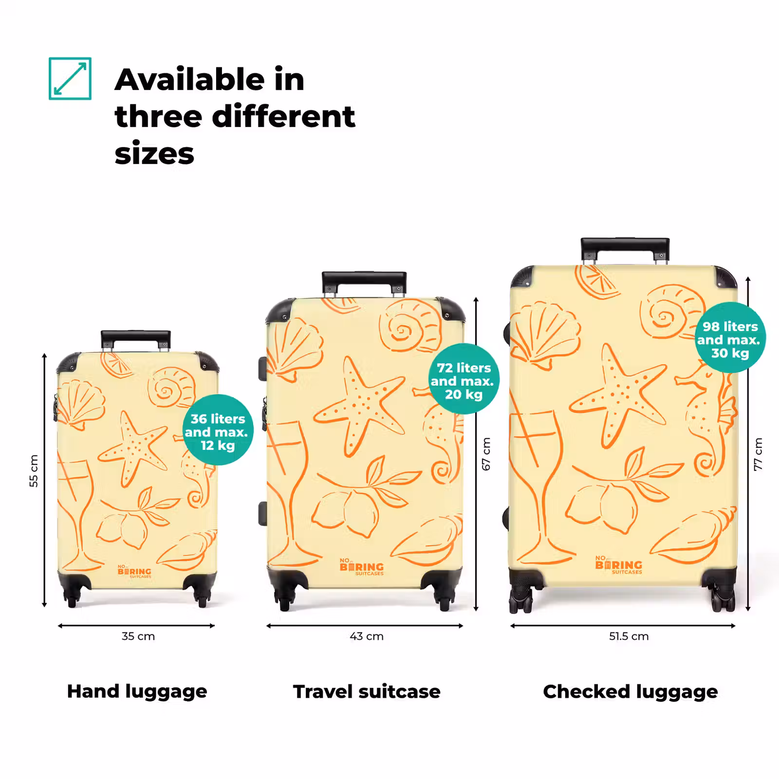 Suitcase - doodles - Shells - Yellow — 1