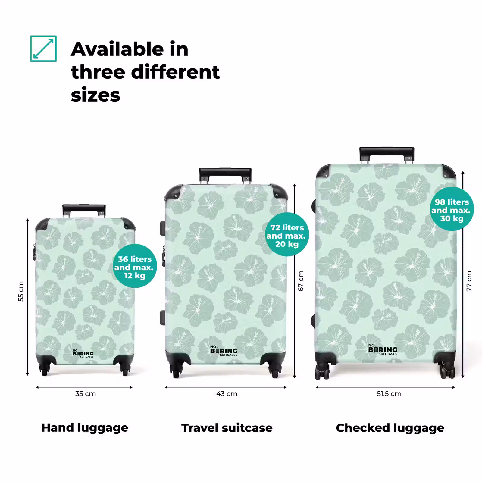Suitcase - Flowers - Hibiscus - Mint — 1