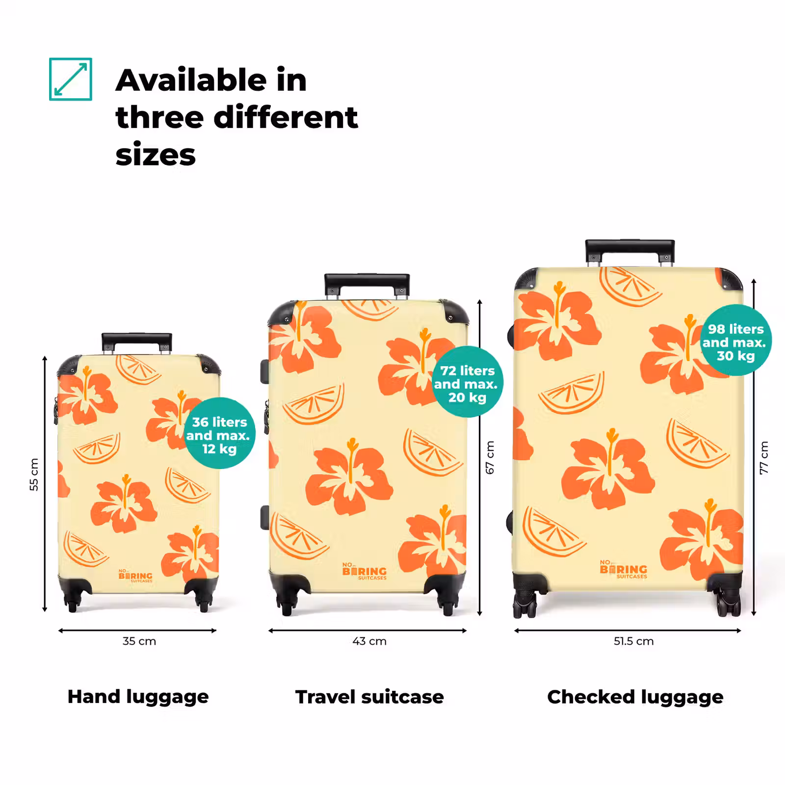 Suitcase - Flowers - Orange - Citrus — 1