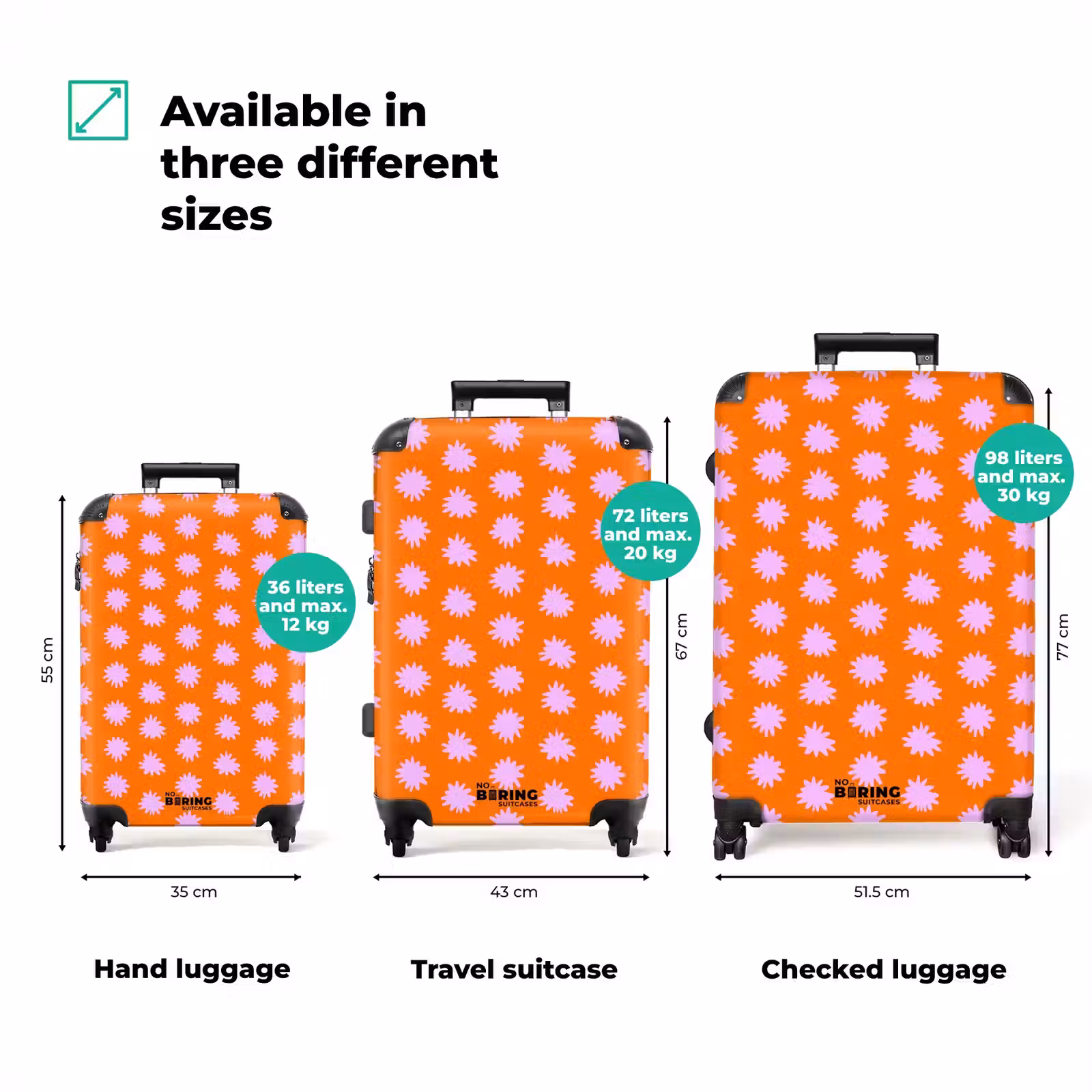 Suitcase - Retro - Flowers - Orange — 1