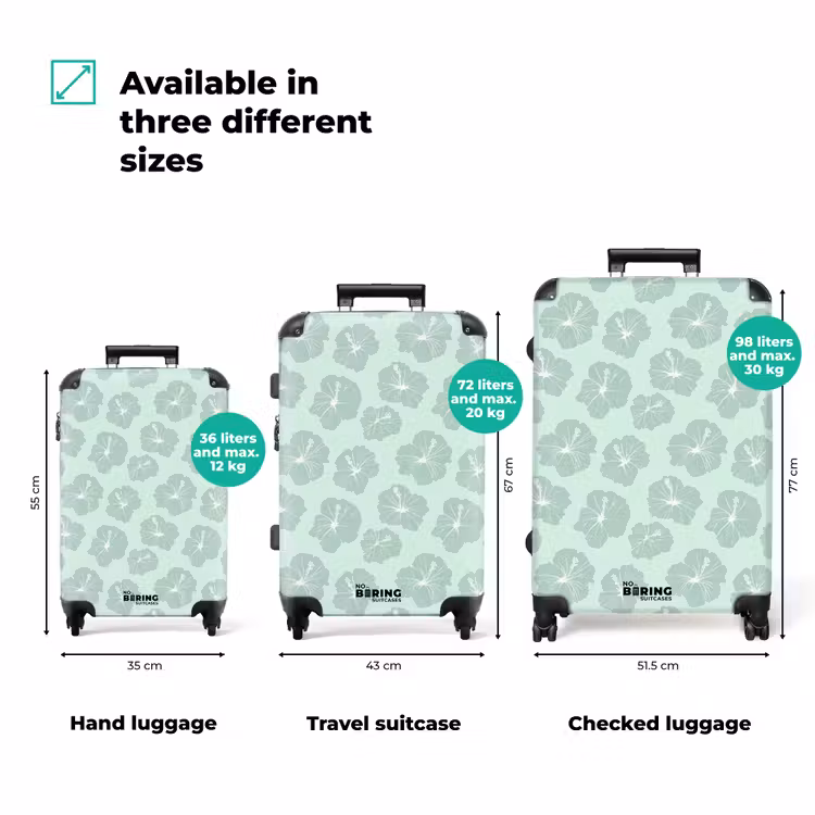 Suitcase - Flowers - Hibiscus - Mint — 1