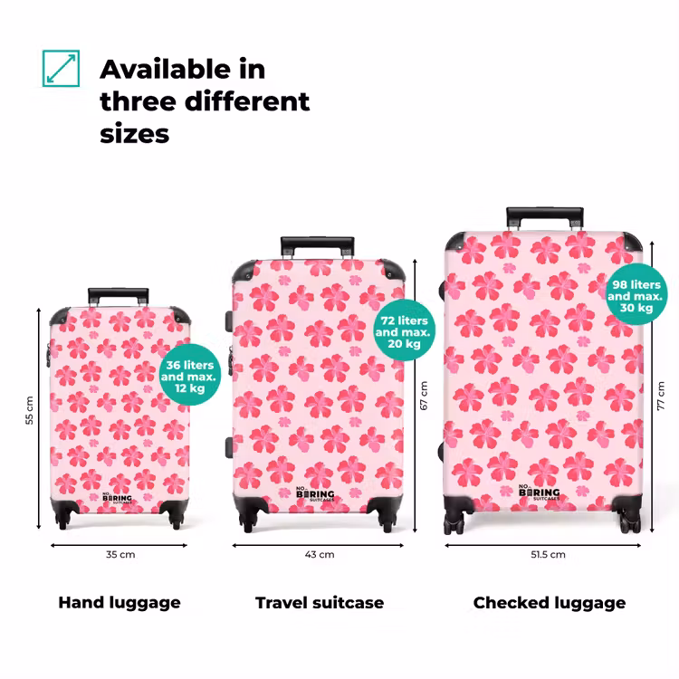 Suitcase - Hibiscus - Flowers - Pink — 1