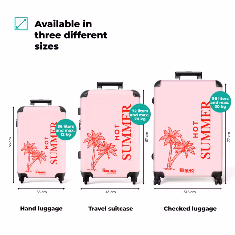 Suitcase - Palm Fronds - Pink - Red — 1