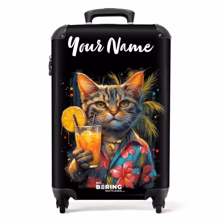 Suitcase with name - Cat in Tropical Street Art Style — 1