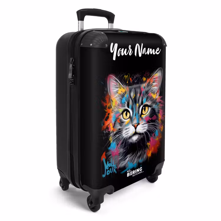 Suitcase with name - Cat with Colorful Brushstrokes — 2