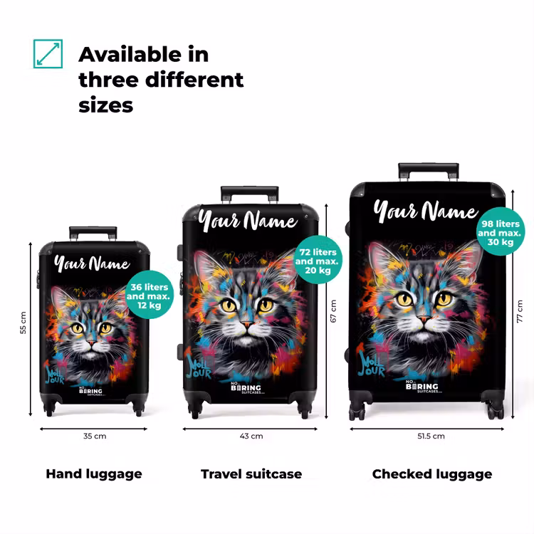 Suitcase with name - Cat with Colorful Brushstrokes — 3