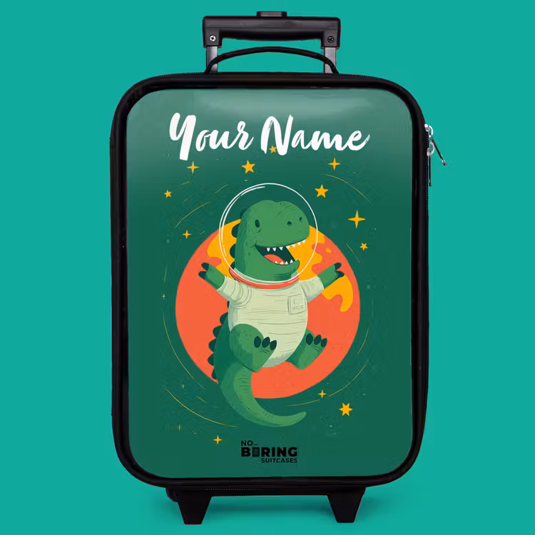 Children's suitcase with name - Dino - Planet - Stars - Green — 4