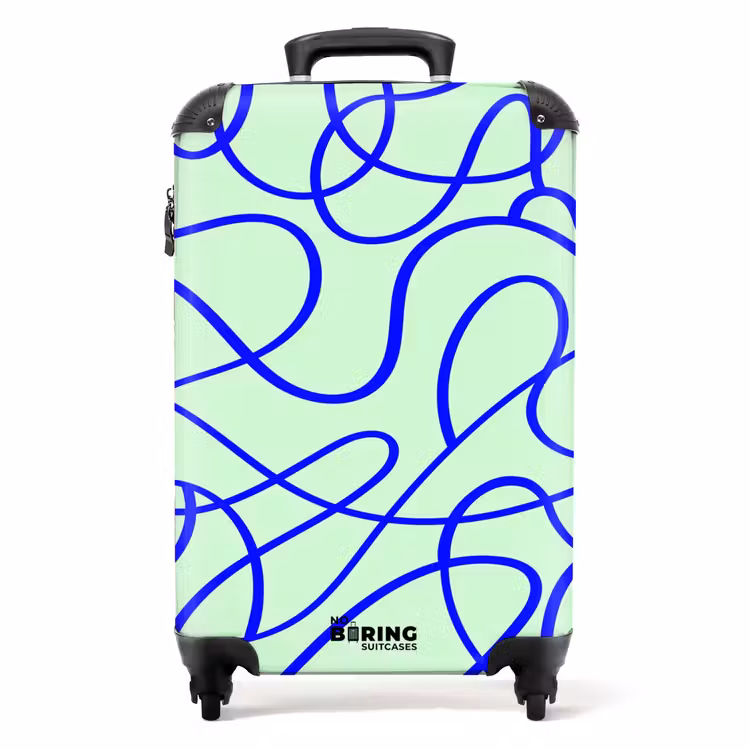Suitcase - Cobalt blue curly track on mint green — 1