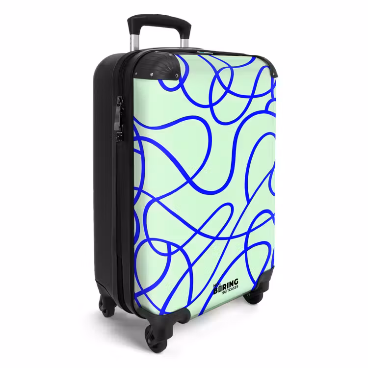 Suitcase - Cobalt blue curly track on mint green — 2