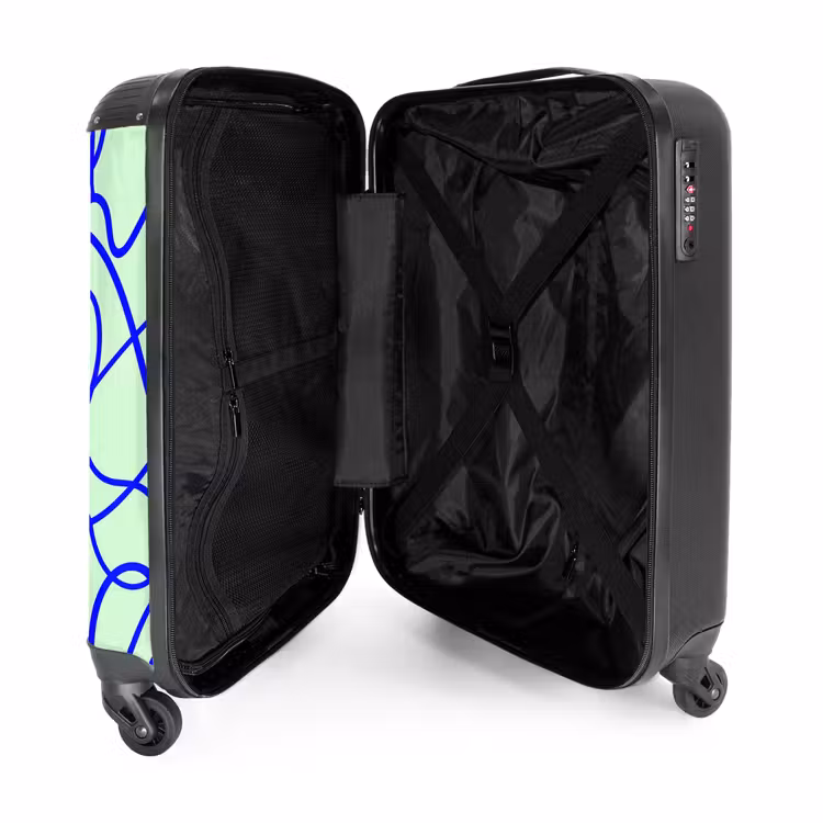 Suitcase - Cobalt blue curly track on mint green — 4