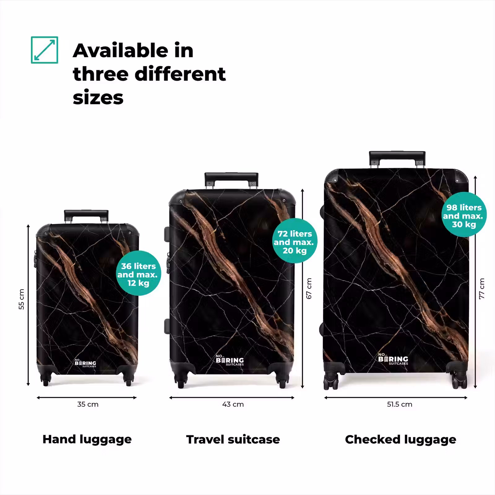 Suitcase - Marble - Gold - Pattern - Luxury - Black — 1