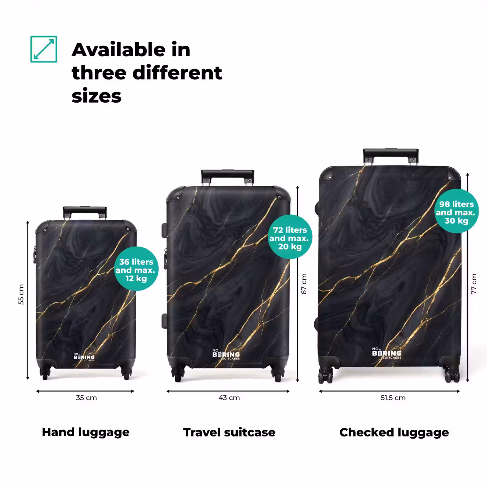 Suitcase - Marble - Gold Veins - Abstract - Modern - Black — 1