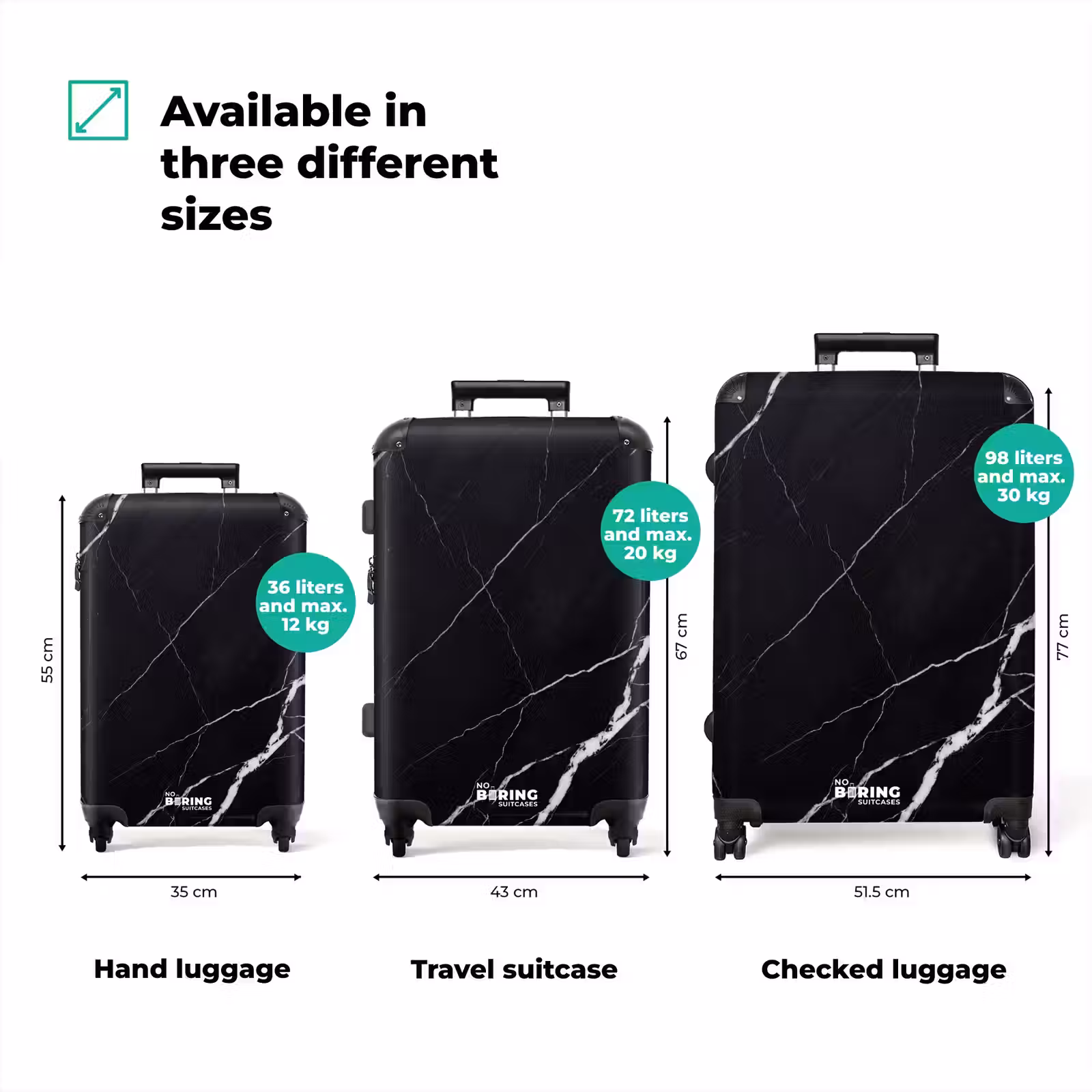 Suitcase - Marble - Pattern - Abstract - Modern - Black — 1