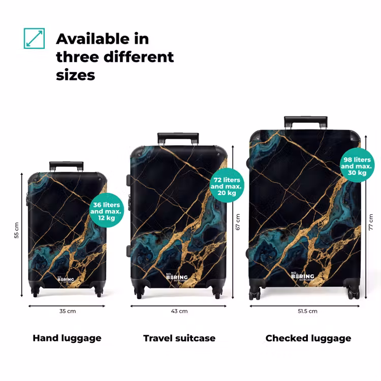 Suitcase - Abstract - Golden Lines - Art - Modern - Black — 1