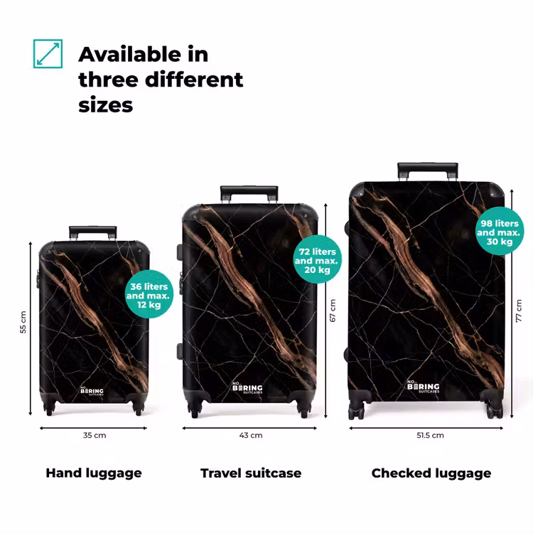 Suitcase - Marble - Gold - Pattern - Luxury - Black — 1