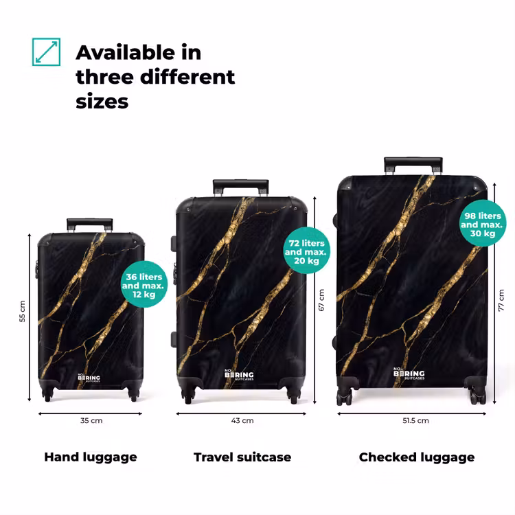 Suitcase - Marble - Gold Veins - Abstract - Black — 1