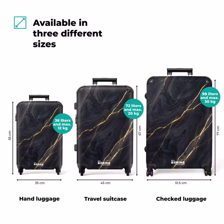 Suitcase - Marble - Gold Veins - Abstract - Modern - Black — 1