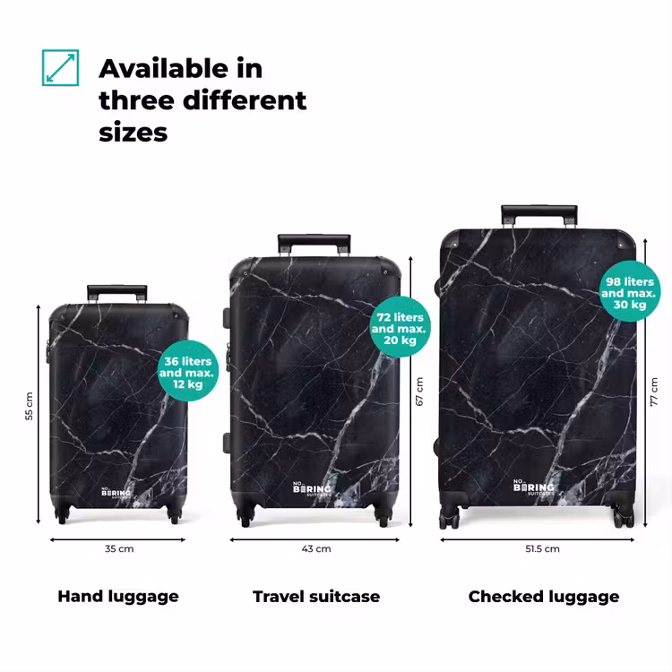 Suitcase - Marble - Pattern - Modern - Black - White — 1