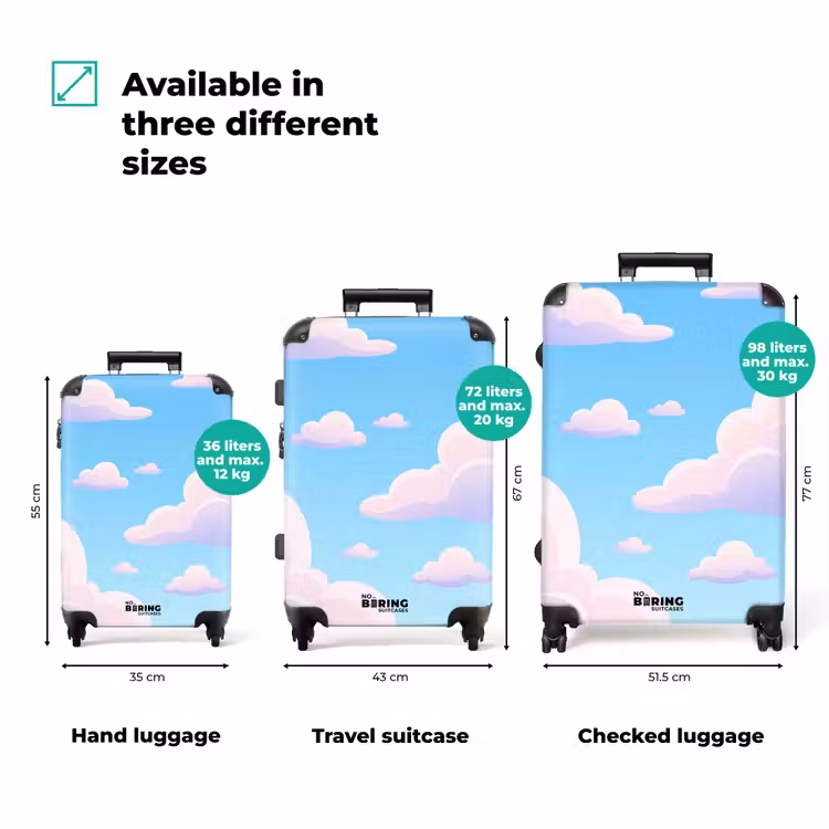 Suitcase - Clouds - Pink - Blue - Nature - Modern — 1