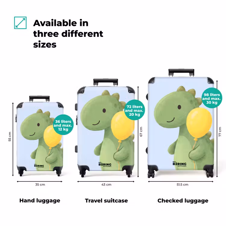 Suitcase - Dinosaur - Balloon - Children's Room - Illustration - Green — 3