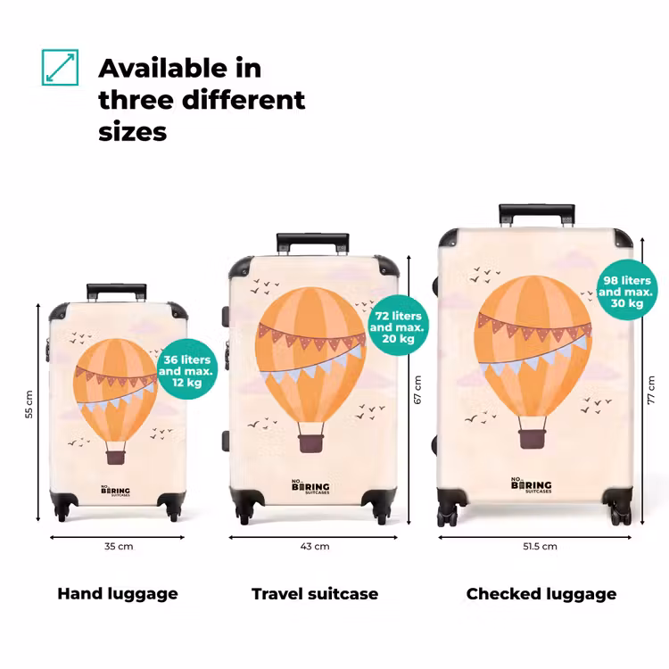 Suitcase - Hot Air Balloon - Garlands - Adventure - Illustration - Orange — 3