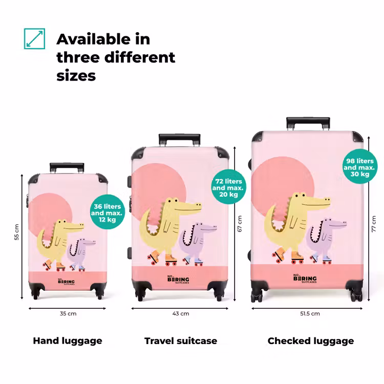 Suitcase - Animals - Skateboarding - Illustration - Playful - Pink — 3