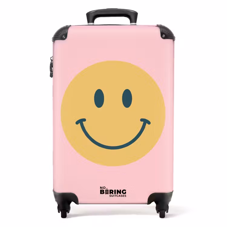 Suitcase - Smiley - Yellow - Pink - Symbol - Minimalist — 1