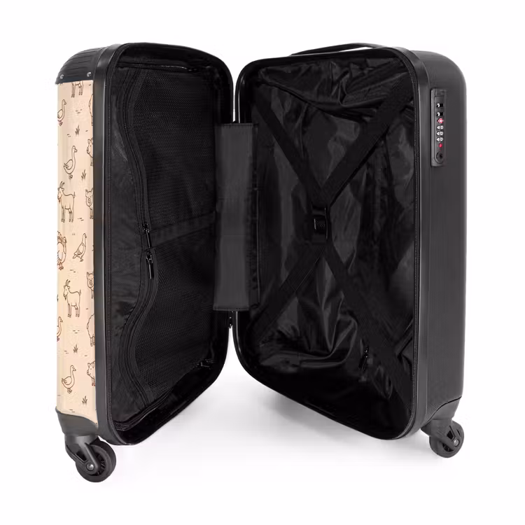 Suitcase - Animals - Pattern - Farm - Minimalist - Beige — 5