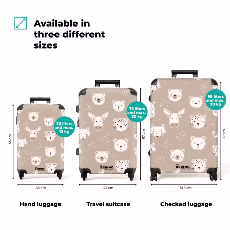 Suitcase - Animals - Pattern - Illustration - Modern - Beige — 3